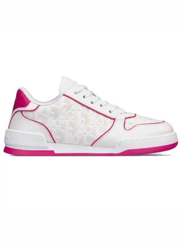 One Oblique Perforated Calfskin Low Top Sneakers White Fuchsia - DIOR - BALAAN 2