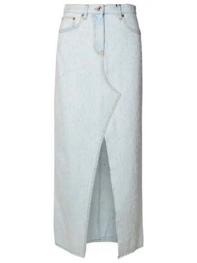 Central Split Denim Long A-Line Skirt Light Blue - MSGM - BALAAN 2