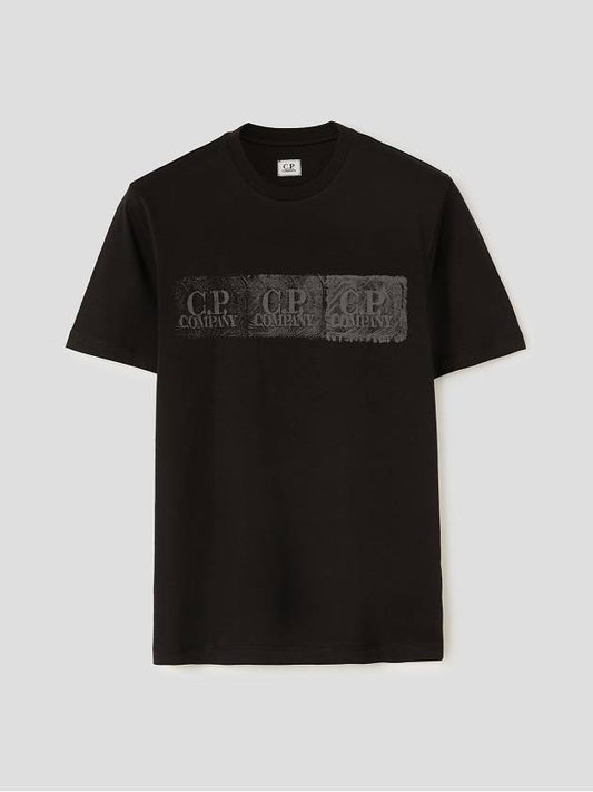 Logo Stamp Printed Short Sleeve T-shirt Black - CP COMPANY - BALAAN 2