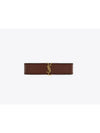 Cassandre Gold Logo Leather Bracelet Dark Chocolate - SAINT LAURENT - BALAAN 1