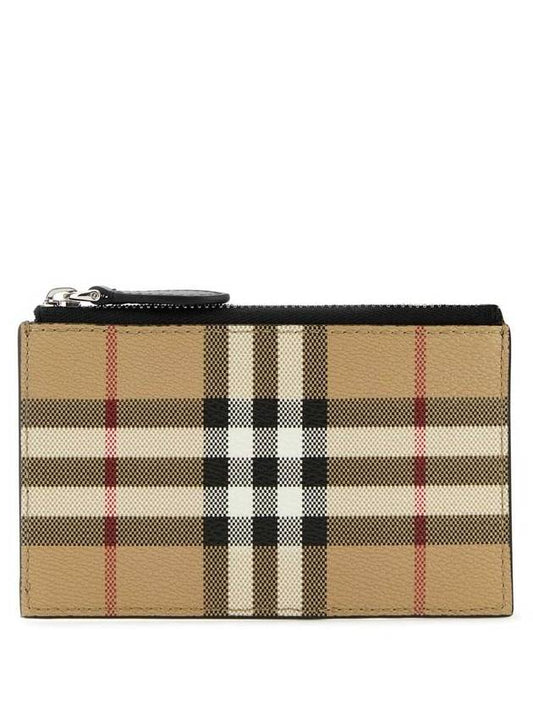 Check Zipper Card Wallet Beige - BURBERRY - BALAAN 1