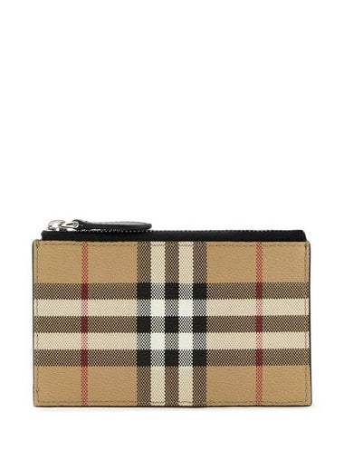 Check Zipper Card Wallet Beige - BURBERRY - BALAAN 1