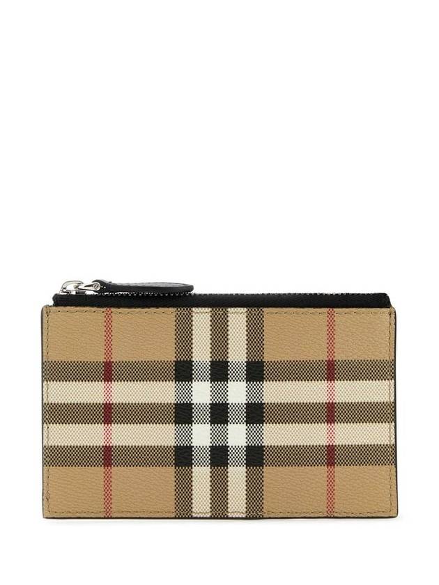 Check Zipper Card Wallet Beige - BURBERRY - BALAAN 1