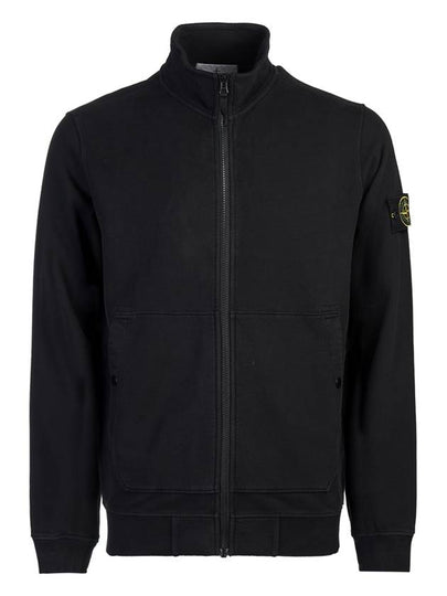 Brushed Cotton Fleece Zip-Up Jacket Black - STONE ISLAND - BALAAN 2