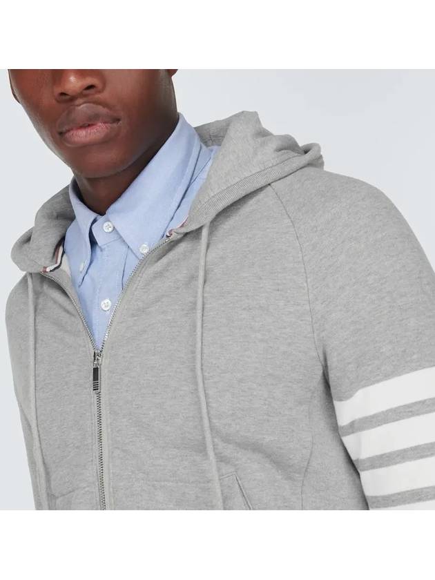 Engineered 4 Bar Diagonal Zip Up Hoodie Light Grey - THOM BROWNE - BALAAN 4