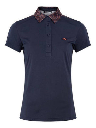 Women's Collar Short Sleeve Polo Shirt Navy - J.LINDEBERG - BALAAN 1