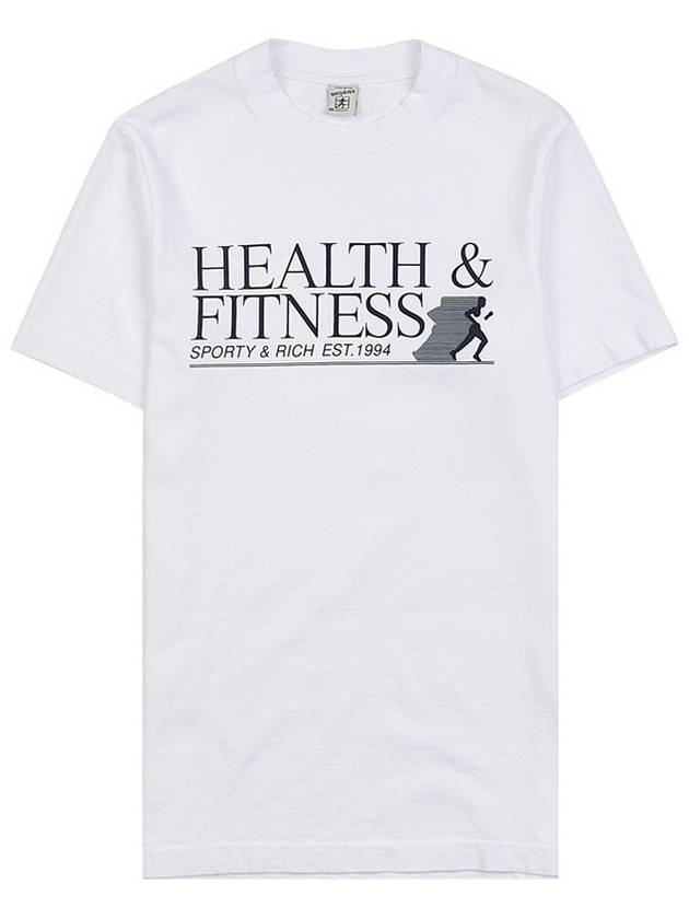 Logo Printed Cotton TShirt HEALTH FITNESS T SHIRT WHITE NAVY - SPORTY & RICH - BALAAN 9