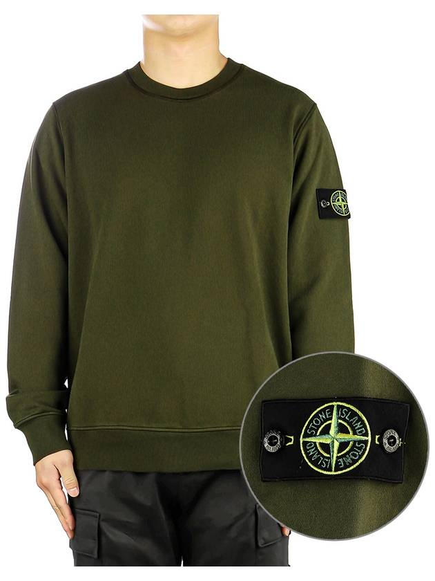 Compass Patch Crew Neck Sweatshirt Olive - STONE ISLAND - BALAAN 2