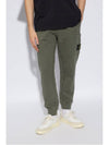 Compass Patch Cotton Track Pants Dark Green - STONE ISLAND - BALAAN 4