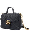 Women s Gucci 498110 Black Matelasse Chevron Gold Chain GG Marmont Top Handle Small 2WAY gt bag Gangbuk used luxury goods - GUCCI - BALAAN 4