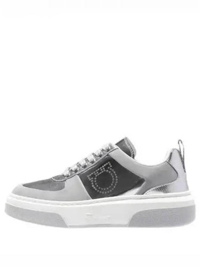 Metallic Low-Top Sneakers Grey - SALVATORE FERRAGAMO - BALAAN 2