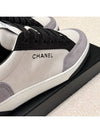 Men's Sneakers Calfskin Suede Bold Lettering Gray Black - CHANEL - BALAAN 5