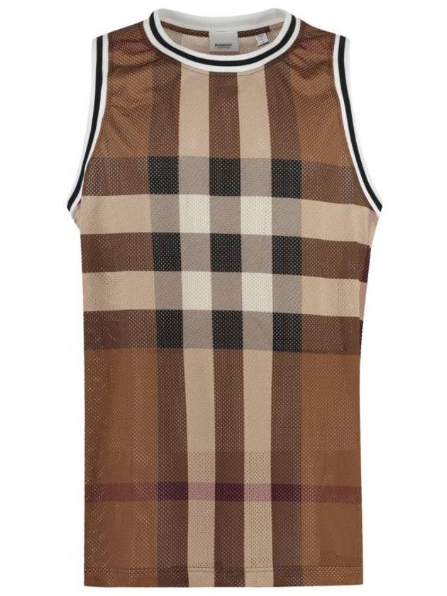 Check Print Mesh Vest Brown - BURBERRY - BALAAN 1