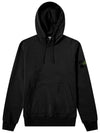 Wappen Patch Cotton Fleece Hoodie Black - STONE ISLAND - BALAAN 3