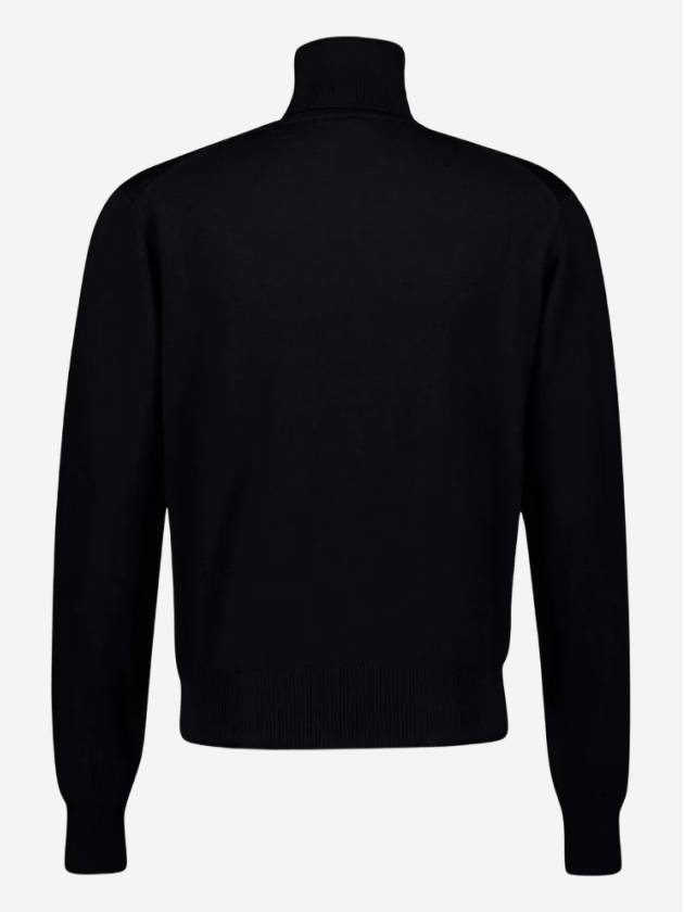 Men's Heart Logo Wool Turtleneck Black - AMI - BALAAN 3