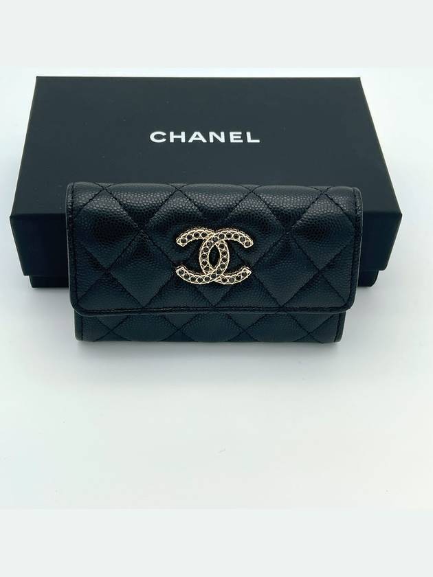 Stone Logo Card Holder Caviar Black AP3400 - CHANEL - BALAAN 2