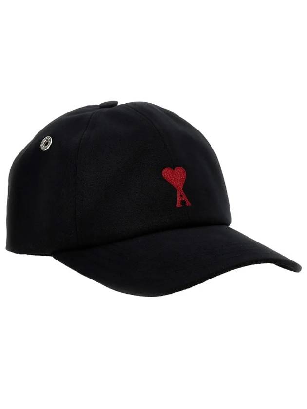 Embroidery Heart Logo Ball Cap Black - AMI - BALAAN 3