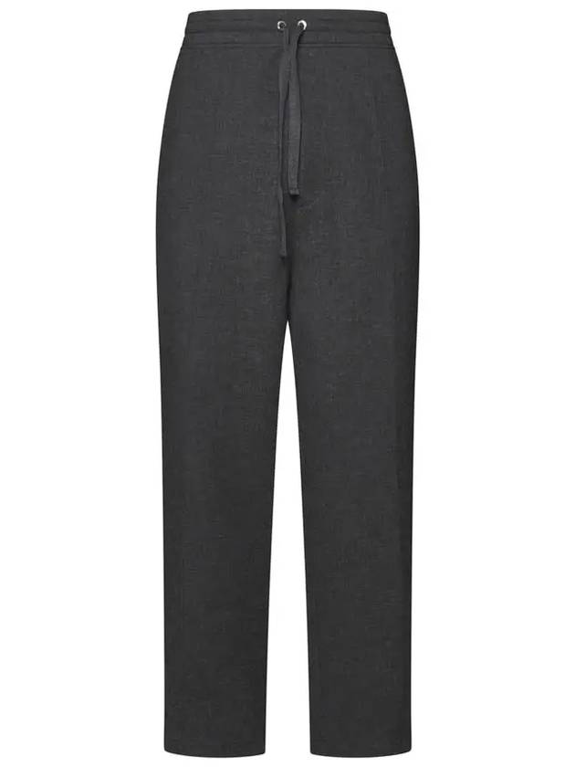 Elastic Waist Viscose Wool Straight Pants Grey - AMI - BALAAN 2