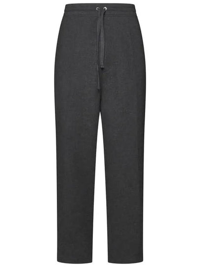 Elastic Waist Viscose Wool Straight Pants Grey - AMI - BALAAN 2