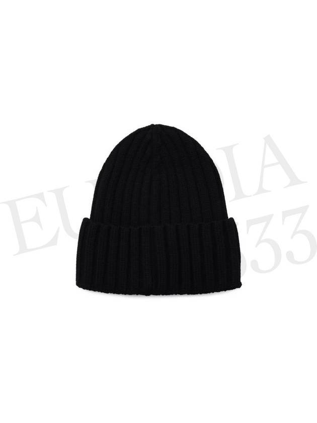 Women s Ribbed Patch Beanie Black 3B00008 A9327 999 - MONCLER - BALAAN 2