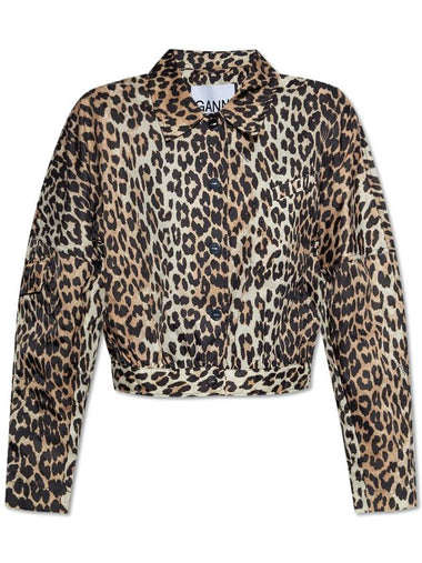 Ganni Jacket With Animal Print, Women's, Beige - GANNI - BALAAN 1