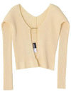 La Maille Pralu Longue Micro Charm Logo Cardigan Light Yellow - JACQUEMUS - BALAAN 5