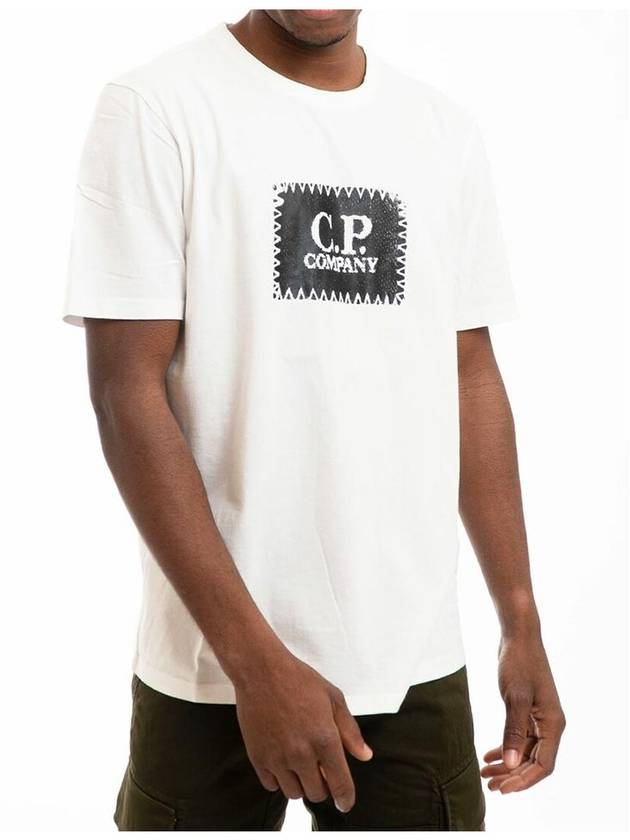 Square Logo Print Short Sleeve T-Shirt White - CP COMPANY - BALAAN 3