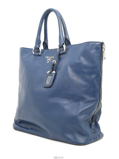 BN2477 Vitello Caprede Blue Zipper Shoulder Tote Bag 3 WAY - PRADA - BALAAN 2