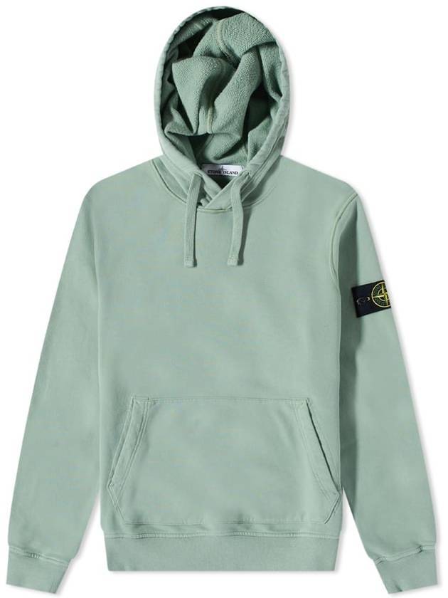 Wappen Patch Cotton Fleece Hoodie Sage Green - STONE ISLAND - BALAAN 1