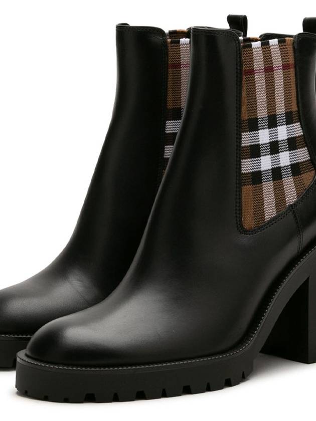 Check Panel Leather Ankle Chelsea Boots Black - BURBERRY - BALAAN 3