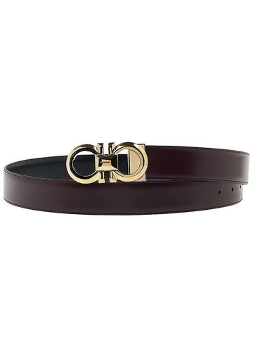 Ferragamo Men's Reversible Gancini Belt 67 0320 DARK BAROLO 0770938 - SALVATORE FERRAGAMO - BALAAN 1