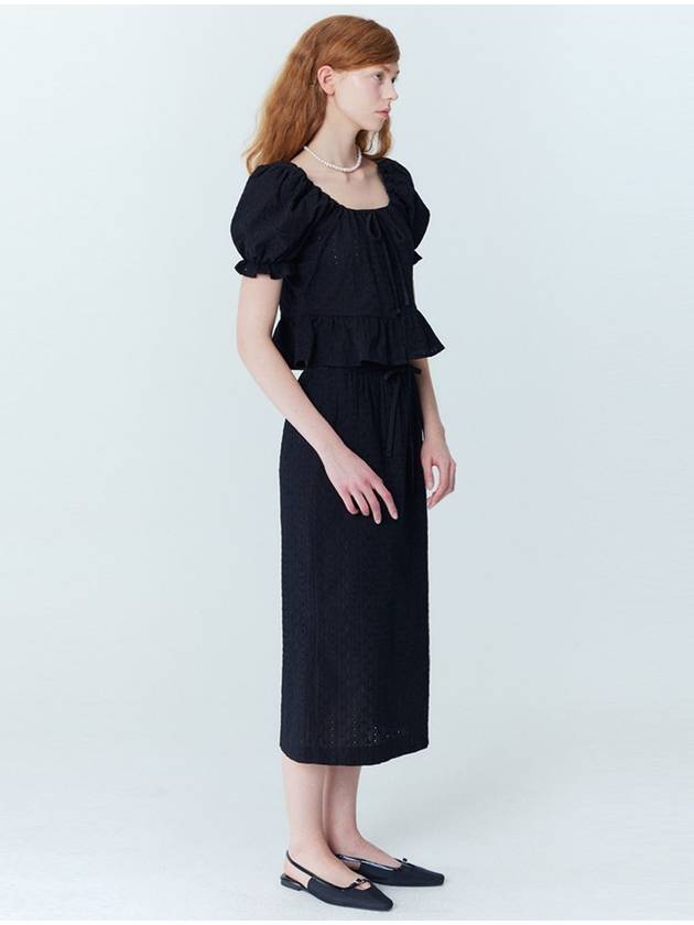 Flower embroidery H line long skirt_Black - OPENING SUNSHINE - BALAAN 2