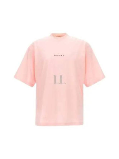 Logo Organic Cotton Short Sleeve T-Shirt Pink Candy - MARNI - BALAAN 2