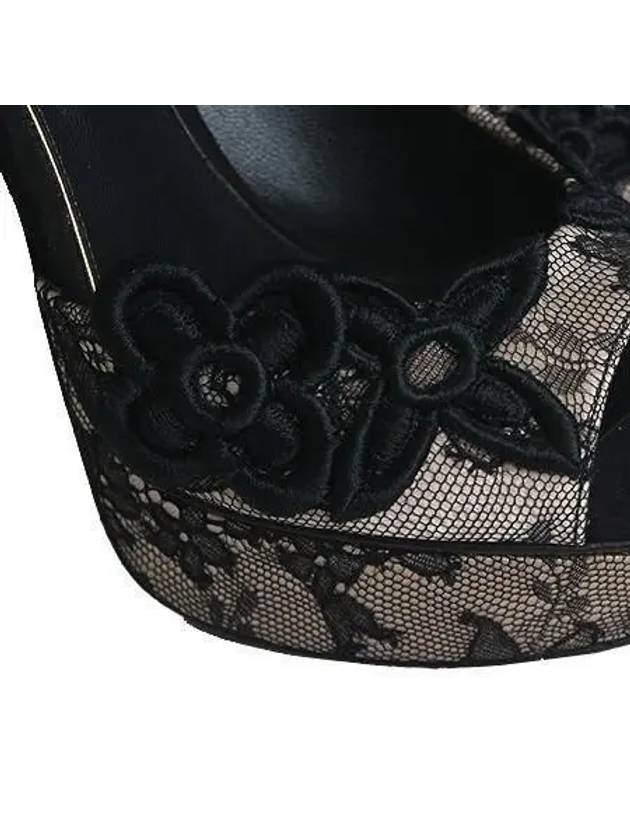 Black Flower Monogram Skin Color Gaboshi Heel Women s Shoes No 225 230 - LOUIS VUITTON - BALAAN 3