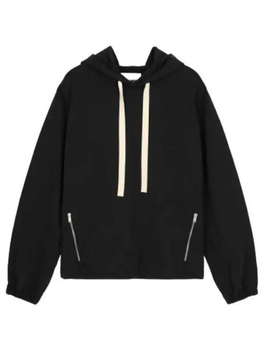 Oversized hooded black t shirt hoodie - JIL SANDER - BALAAN 1