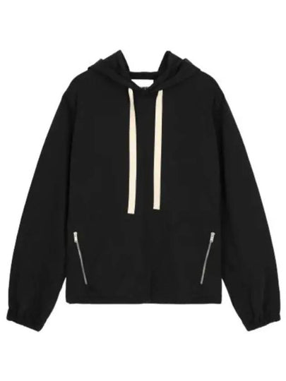 Two Side Zip Pockets Technical Cotton Hoodie Black - JIL SANDER - BALAAN 2