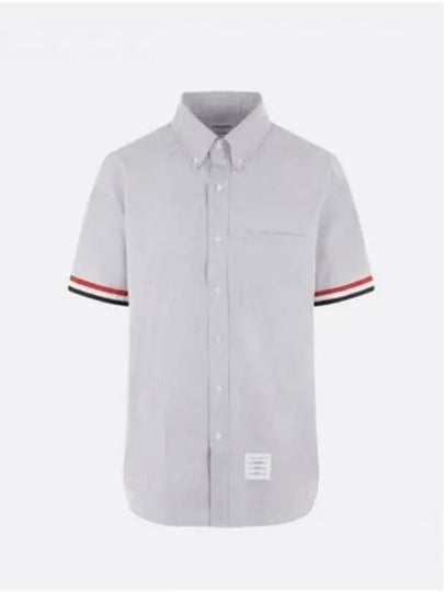 Men's Pincode Armband Short Sleeve Shirt Grey - THOM BROWNE - BALAAN 2