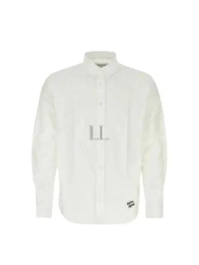 Embroidered Logo Long Sleeve Shirt White - MAISON KITSUNE - BALAAN 2