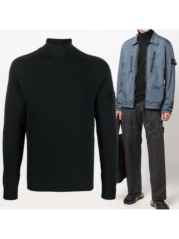 Men's Shadow Project Wappen Knit Turtleneck Black - STONE ISLAND - BALAAN 2