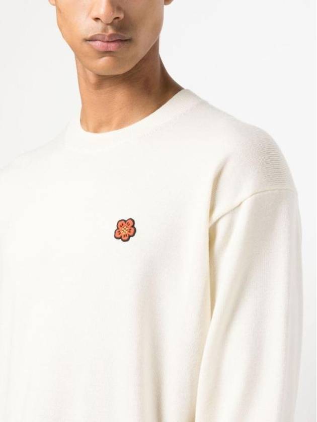 Boke Flower Wool Crew Neck Knit Top White - KENZO - BALAAN 5