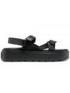 Leather Unique Strap Sandals Black - VALENTINO - BALAAN 1