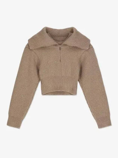 La Maille Risoul Double Collar Knit Top Dark Beige - JACQUEMUS - BALAAN 2