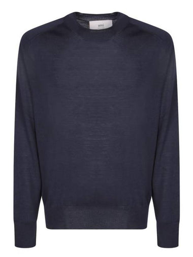 De Coeur Crew Neck Knit Top Night Blue - AMI - BALAAN 1