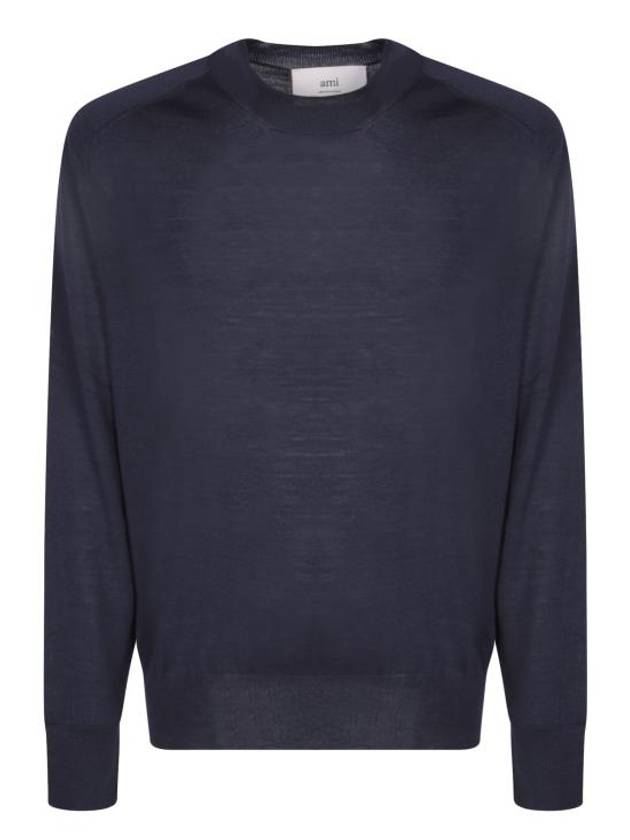 De Coeur Crew Neck Knit Top Night Blue - AMI - BALAAN 1