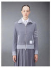 Women's 4-Bar Funnel-Neck Zip-Up Jacket Grey - THOM BROWNE - BALAAN 2