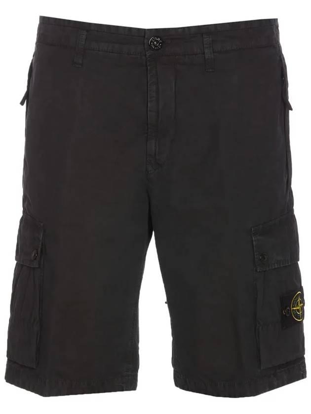 Logo Cotton Slim Cargo Shorts Black - STONE ISLAND - BALAAN 2