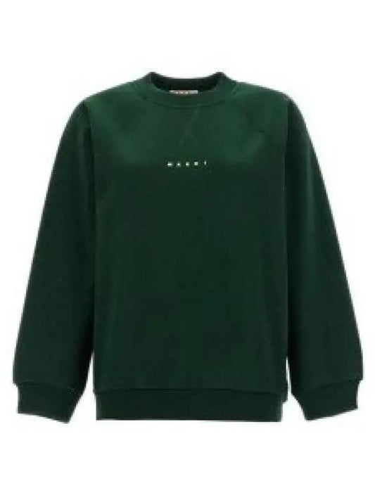 Logo Print Cotton Sweatshirt Dark Green - MARNI - BALAAN 2