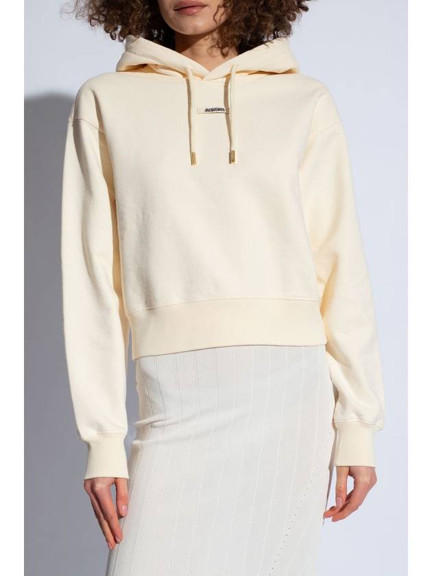 Le Sweatshirt Gros Grain Cotton Hoodie Light Beige - JACQUEMUS - BALAAN 4