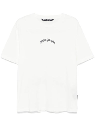 back curved-logo T-shirt - PALM ANGELS - BALAAN 1