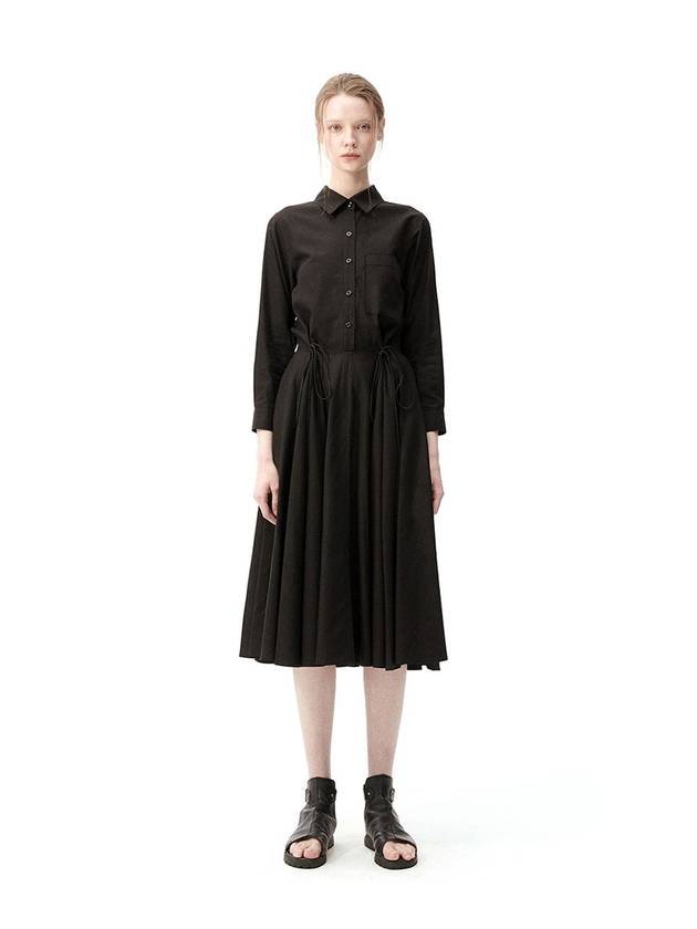 FLARED STRING LONG SHIRT DRESS flare shirt dress - MONOPHOBIA - BALAAN 2